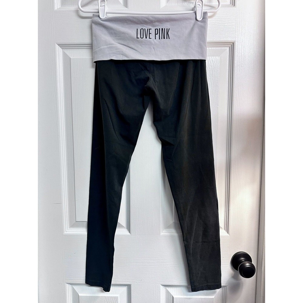 VICTORIA SECRET PINK Y2K LOT OF 2 LEGGINGS FOLDOVER YOGA BLACK Sz S SKINNY LEG - Picture 3 of 9